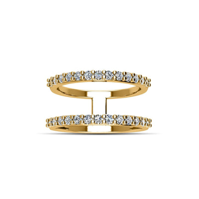Gold Plated Cubic Zirconia Fashion Geo Ring in Sterling Silver - jewelerize.com
