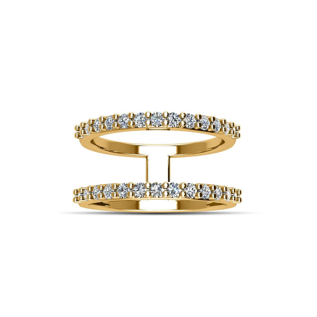 Gold Plated Cubic Zirconia Fashion Geo Ring in Sterling Silver - jewelerize.com