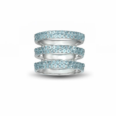 Blue Topaz Three Row Geo Ring in Sterling Silver - jewelerize.com
