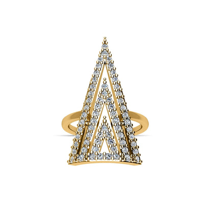 Gold-Plated Cubic Zirconia Fashion Geo Ring in Sterling Silver - jewelerize.com