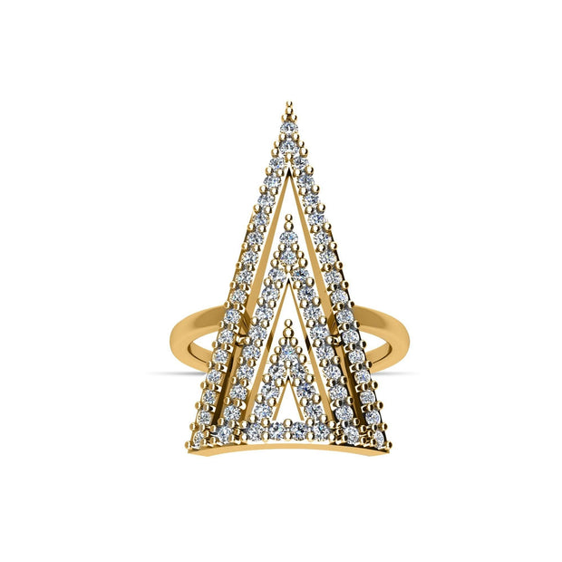 Gold-Plated Cubic Zirconia Fashion Geo Ring in Sterling Silver - jewelerize.com