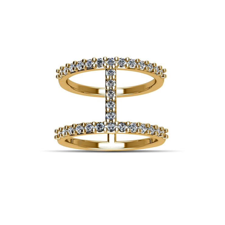 Yellow Gold Plated Cubic Zirconia Fashion Geo Ring in Sterling Silver - jewelerize.com