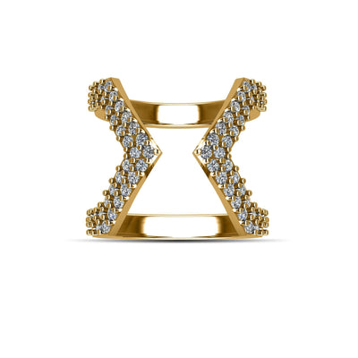 Gold Plated Over Sterling Silver Cubic Zirconia Fashion Geo Ring - jewelerize.com