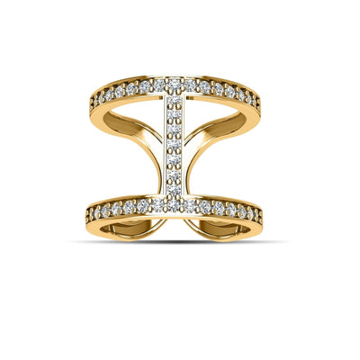 Gold Plated over Sterling Silver Cubic Zirconia Fashion Geo Ring - jewelerize.com