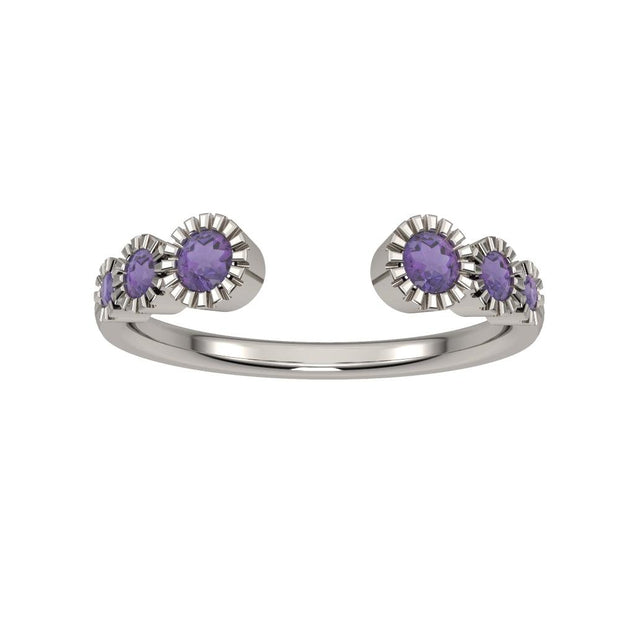 10k White Gold Amethyst Open Ring - jewelerize.com