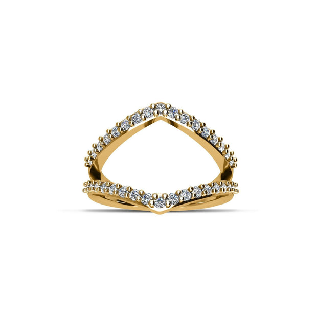 Yellow Gold Plated Cubic Zirconia Fashion Geometric Ring in Sterling Silver - jewelerize.com