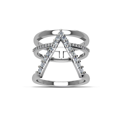 Cubic Zirconia Fashion Geometric Ring in Sterling Silver - jewelerize.com