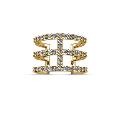 Yellow Gold Plated Cubic Zirconia Fashion Geometric Ring in Sterling Silver - jewelerize.com