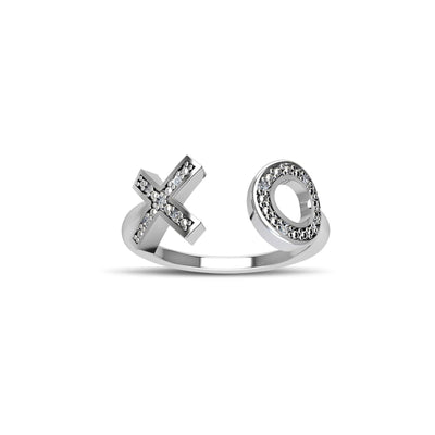 Diamond Geometric Ring - Fashion Diamond 'XO' Ring in Silver - jewelerize.com