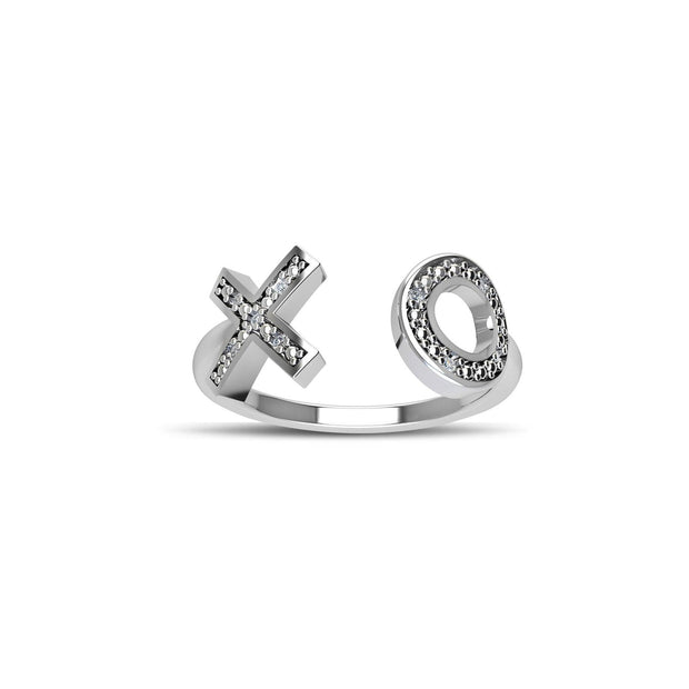 Cubic Zirconia Fashion 'XO' Ring in Sterling Silver - jewelerize.com