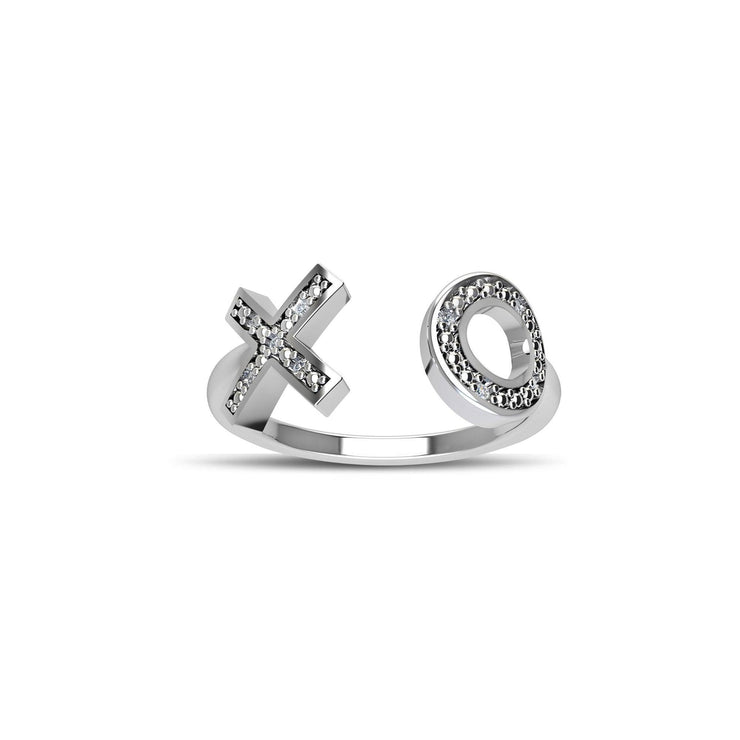 Cubic Zirconia Fashion 'XO' Ring in Sterling Silver - jewelerize.com