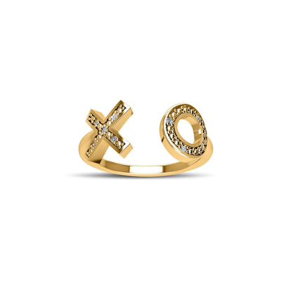 Gold Plated Cubic Zirconia Fashion 'XO' Ring in Sterling Silver - jewelerize.com