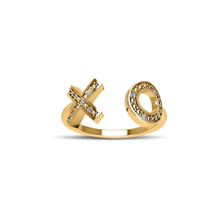 Gold Plated Cubic Zirconia Fashion 'XO' Ring in Sterling Silver - jewelerize.com