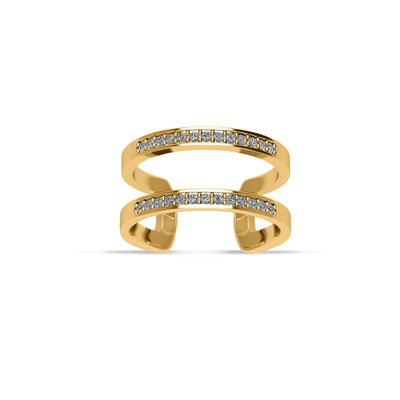 Gold Plated Cubic Zirconia Fashion Geometric Ring in Sterling Silver - jewelerize.com