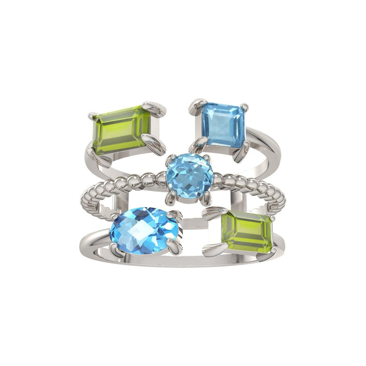 Blue Topaz and Peridot Fashion Ring - jewelerize.com