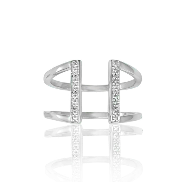 Diamond Geometric Ring - Fashion Diamond Accent Ring in Sterling Silver - jewelerize.com