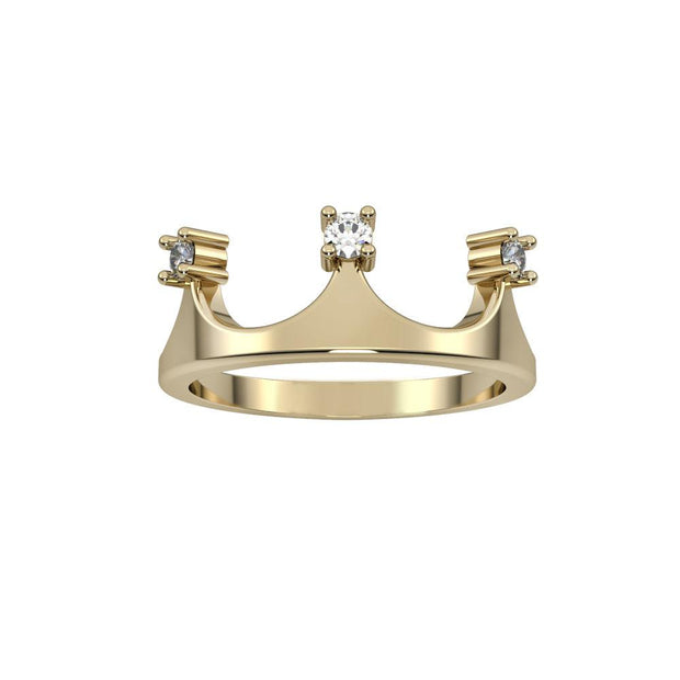 10k Yellow Gold Diamond Fashion Crown Ring - jewelerize.com