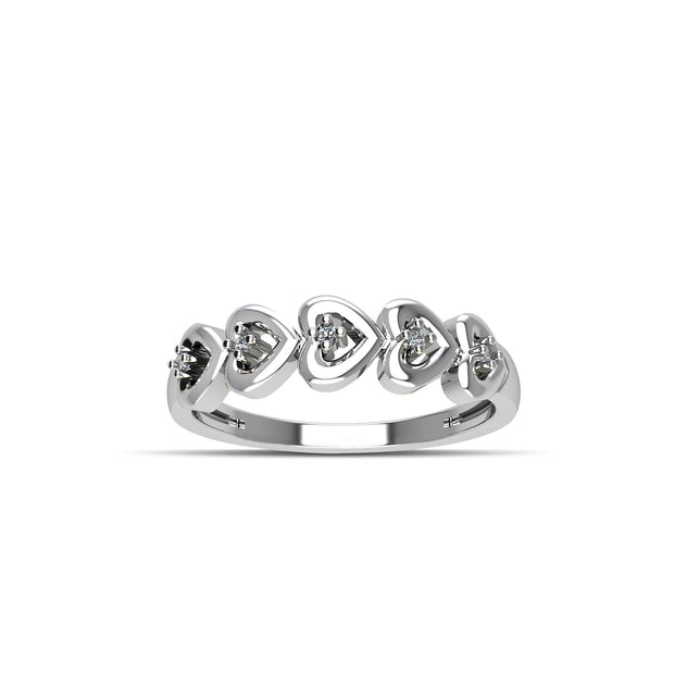 Cubic Zirconia Fashion Stackable Heart Ring in Sterling Silver - jewelerize.com