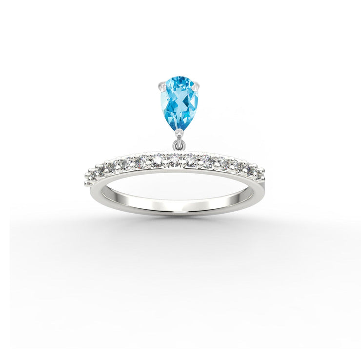Blue Topaz and Diamond Dangle Ring - jewelerize.com