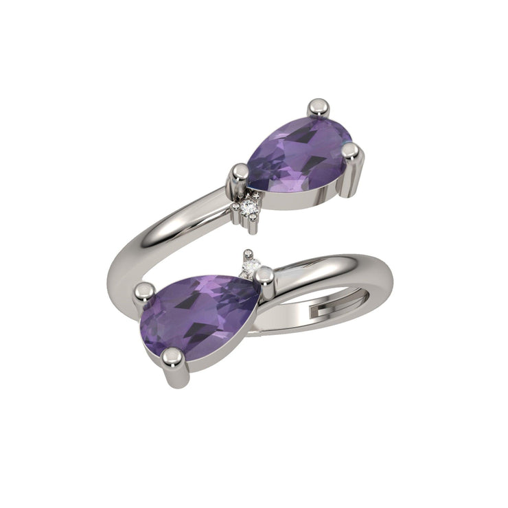 Amethyst and Diamond Fashion Silver Ring - jewelerize.com