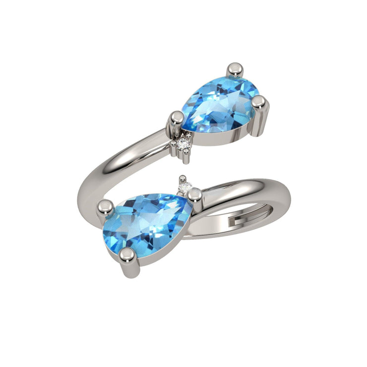 Blue Topaz and Diamond Fashion Silver Ring - jewelerize.com