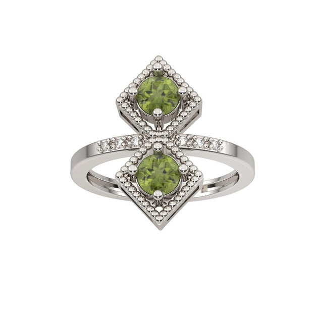 Peridot and Diamond Fashion Silver Ring - jewelerize.com