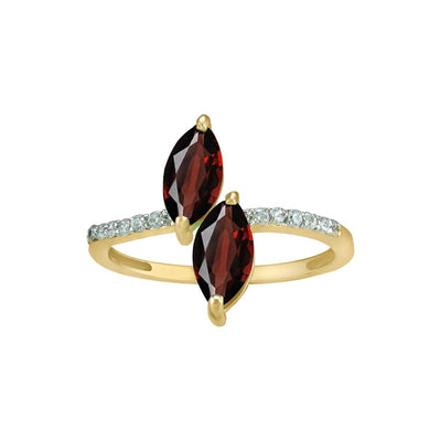 10k Yellow Gold Garnet and Diamond Band Ring - jewelerize.com